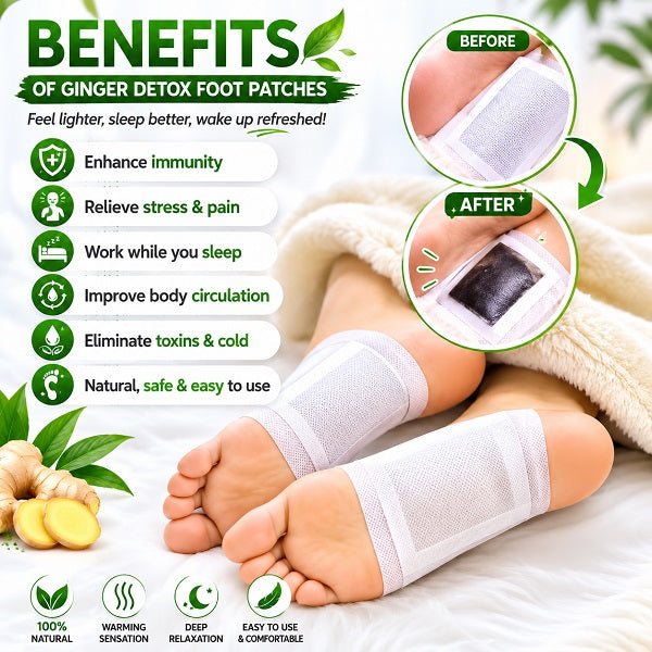 🌿 Ginger Detox Foot Patch Deep Cleansing & Wellness Support – Buy 1 Get 1 FREE |
