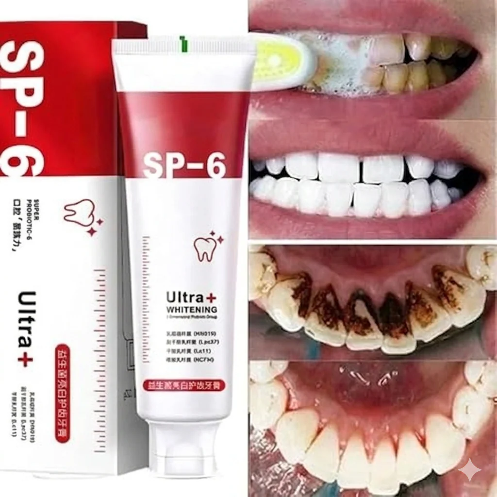 🦷 SP-6 Whitening Toothpaste | Probiotic Teeth Whitening for Stains, Bad Breath & Gum Health