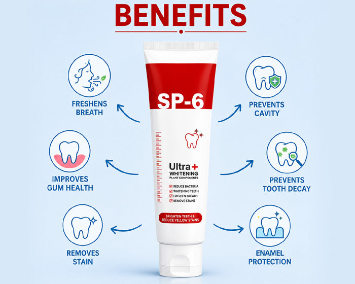 🦷 SP-6 Ultra+ Probiotic Whitening Toothpaste | Probiotic Teeth Whitening for Stains, Bad Breath & Gum Health
